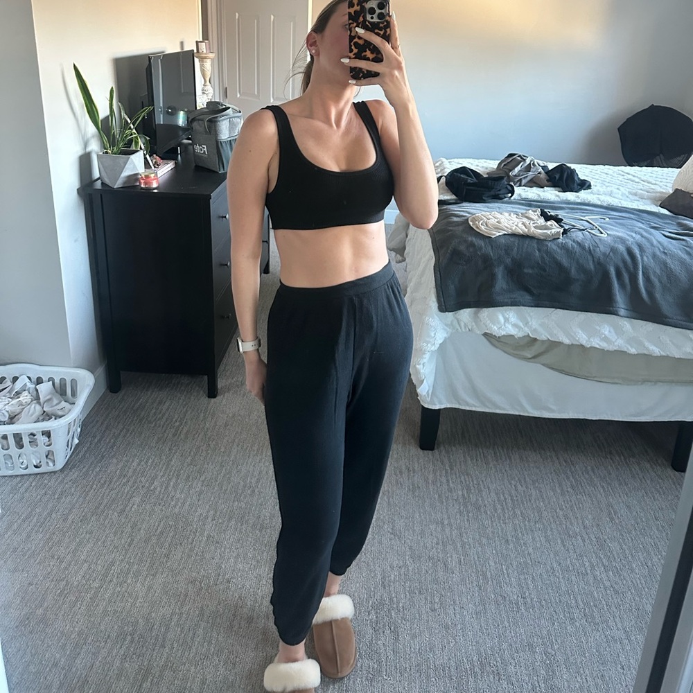 Black Skims Lounge Set - Pants & Bralette
